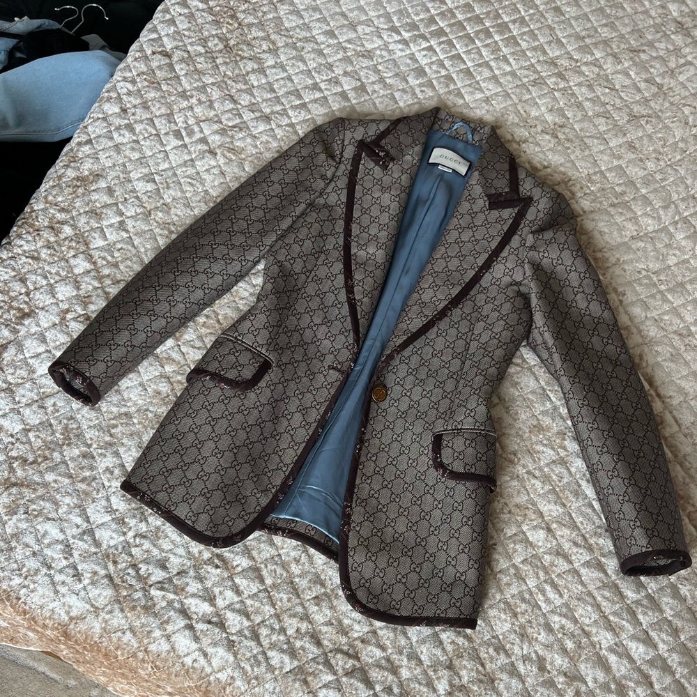 Gucci Gray and Brown Blazer